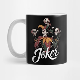 Joker Design: Jester Juggling Skulls - Dark and Grungy Art Mug